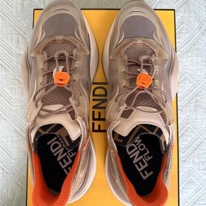 Fendi Flow Sneakers in Tan and Orange Size 12
